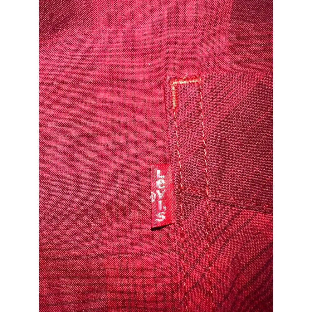 Levi's Red Plaid Button Down Shirt Men's Long‎ Sleeve Casual Size L